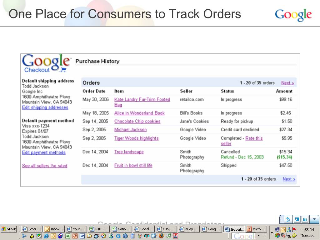 Google Checkout Screenshots Leaked