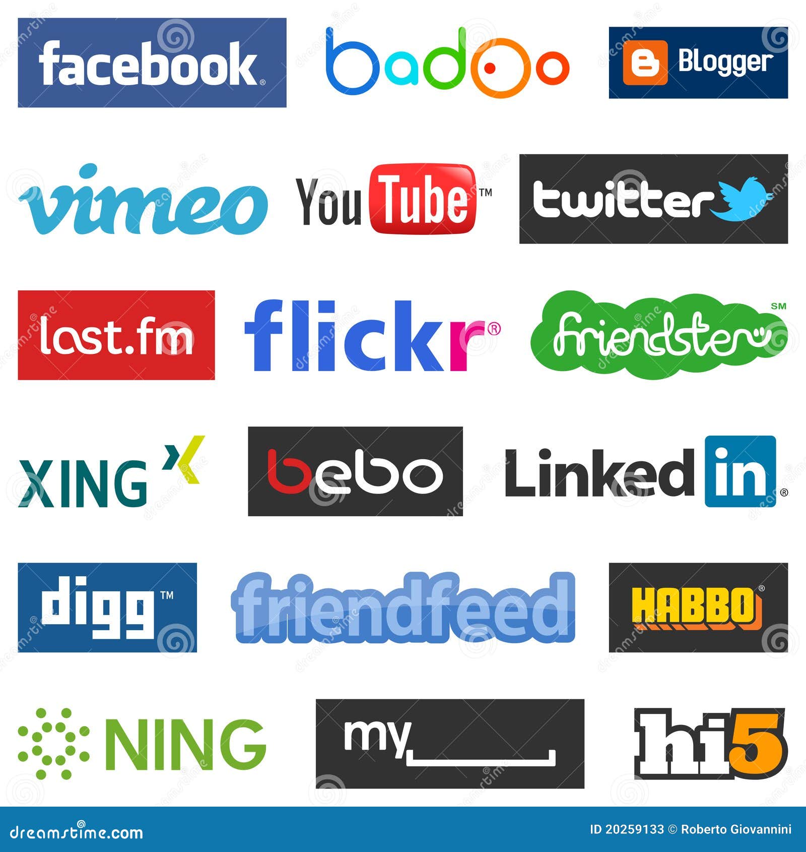 Social Network Vector Logos Stock Illustrations - 3,655 ...
