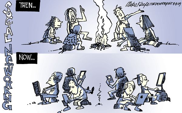 Social Networking - Mike Keefe Political Cartoon, 08/08/2009