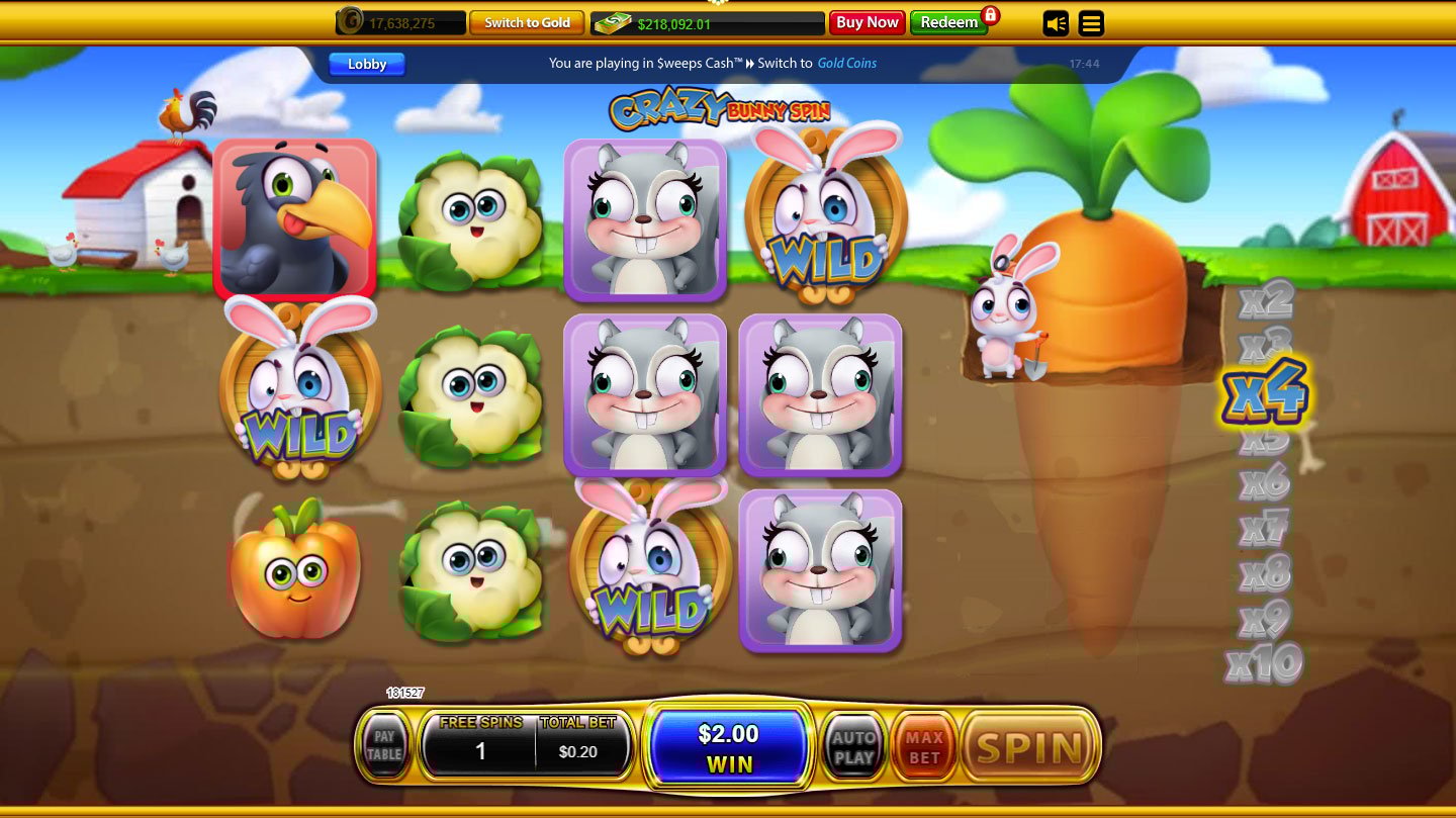 Crazy Bunny Spin Slot - Free to Play Sweepstakes Slots