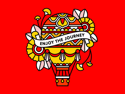 Enjoy The Journey flash flower good vibes halftone hot air balloon illustration journey monoline pop art tattoo traditional travel
