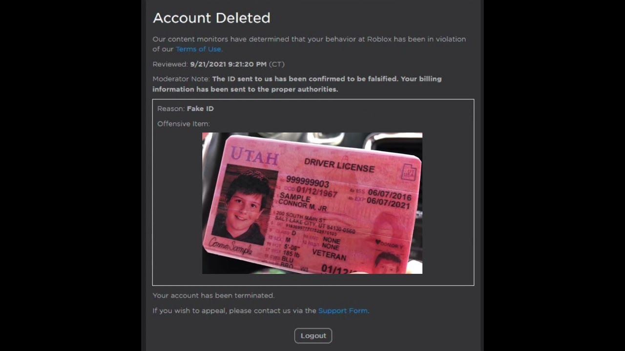 Roblox Voice Chat Ban Fake ID #2 - YouTube