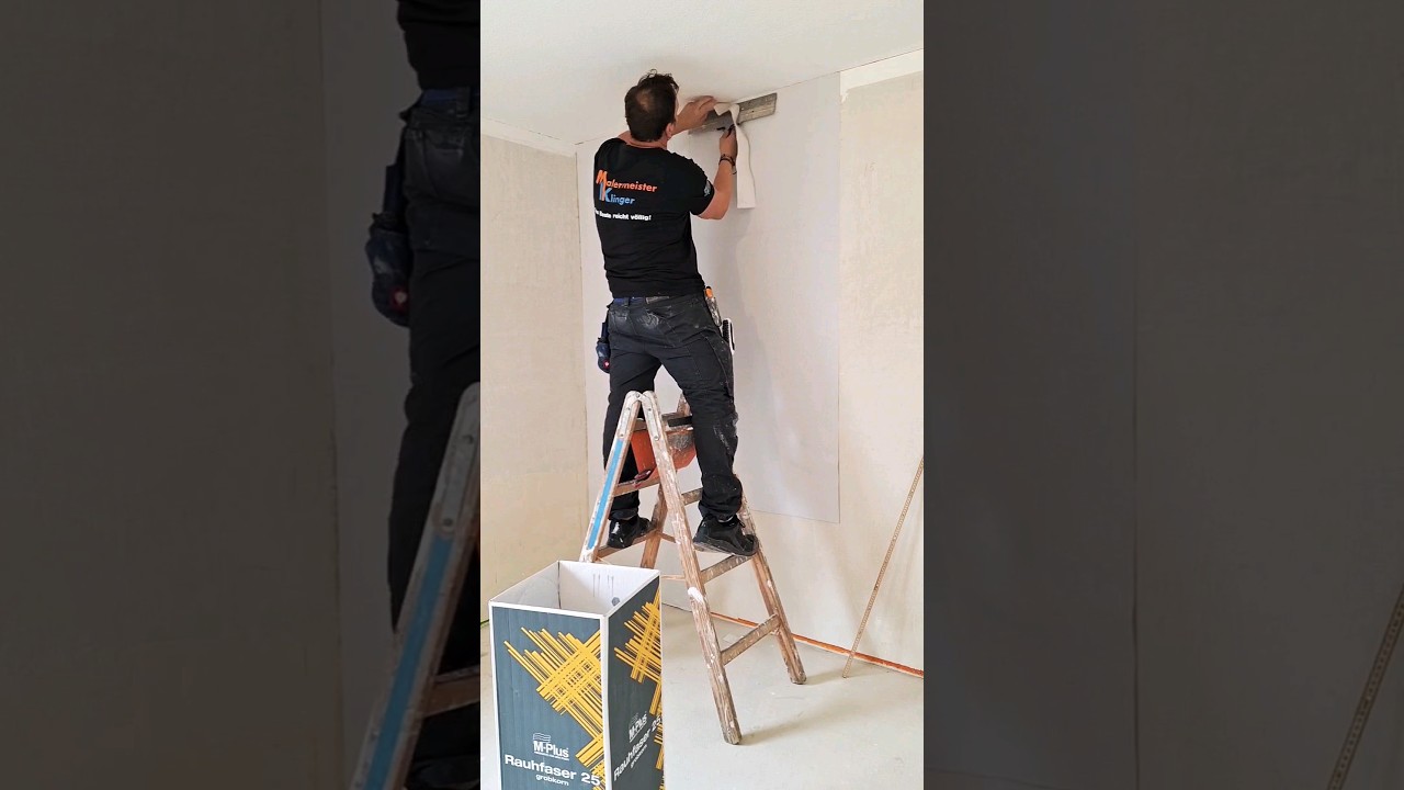 Der schnellste Tapezierer oder was? 🤩 🫵 #handwerk #baustelle #maler #tapete #shorts #youtubeshorts