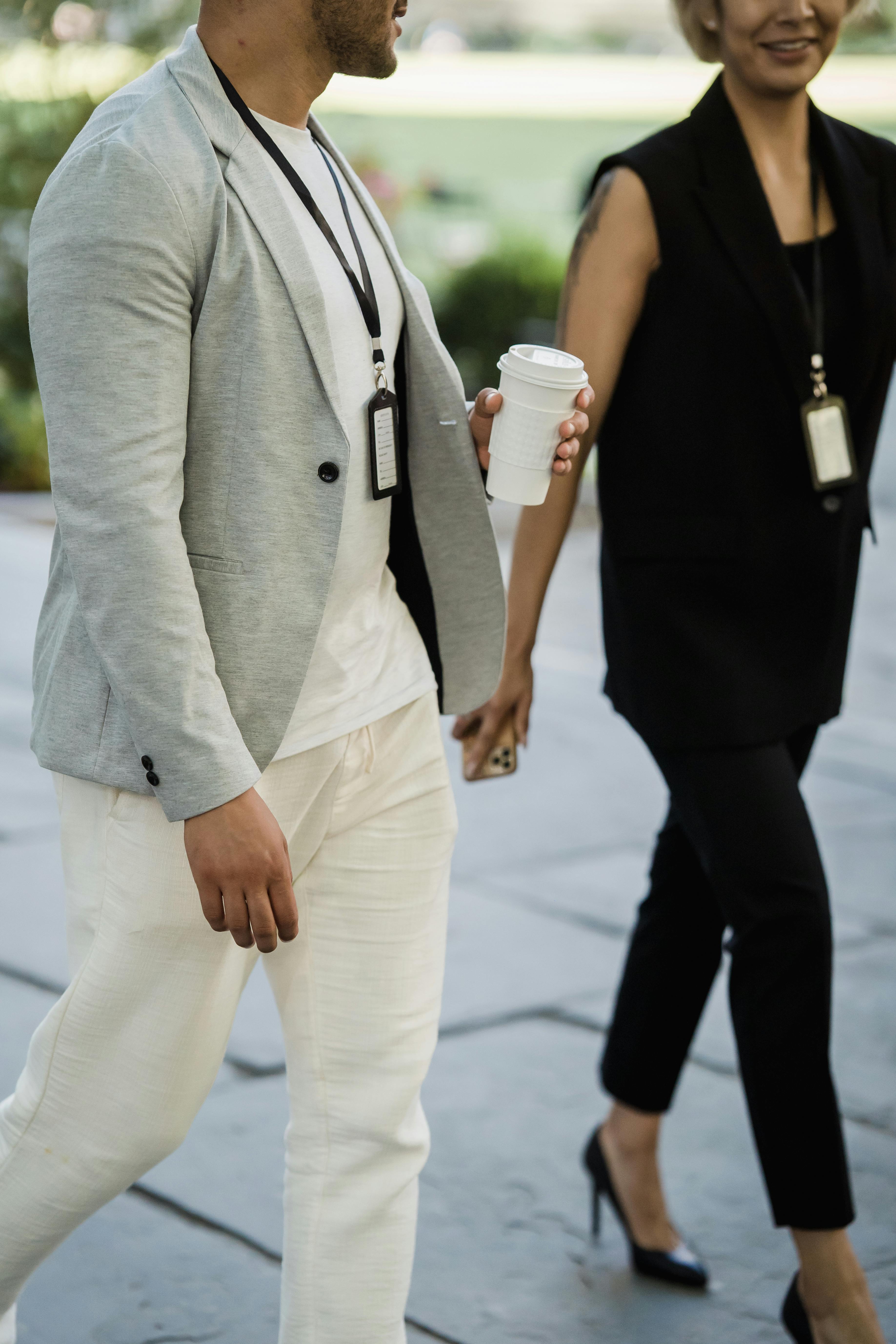 couple walking together and talking