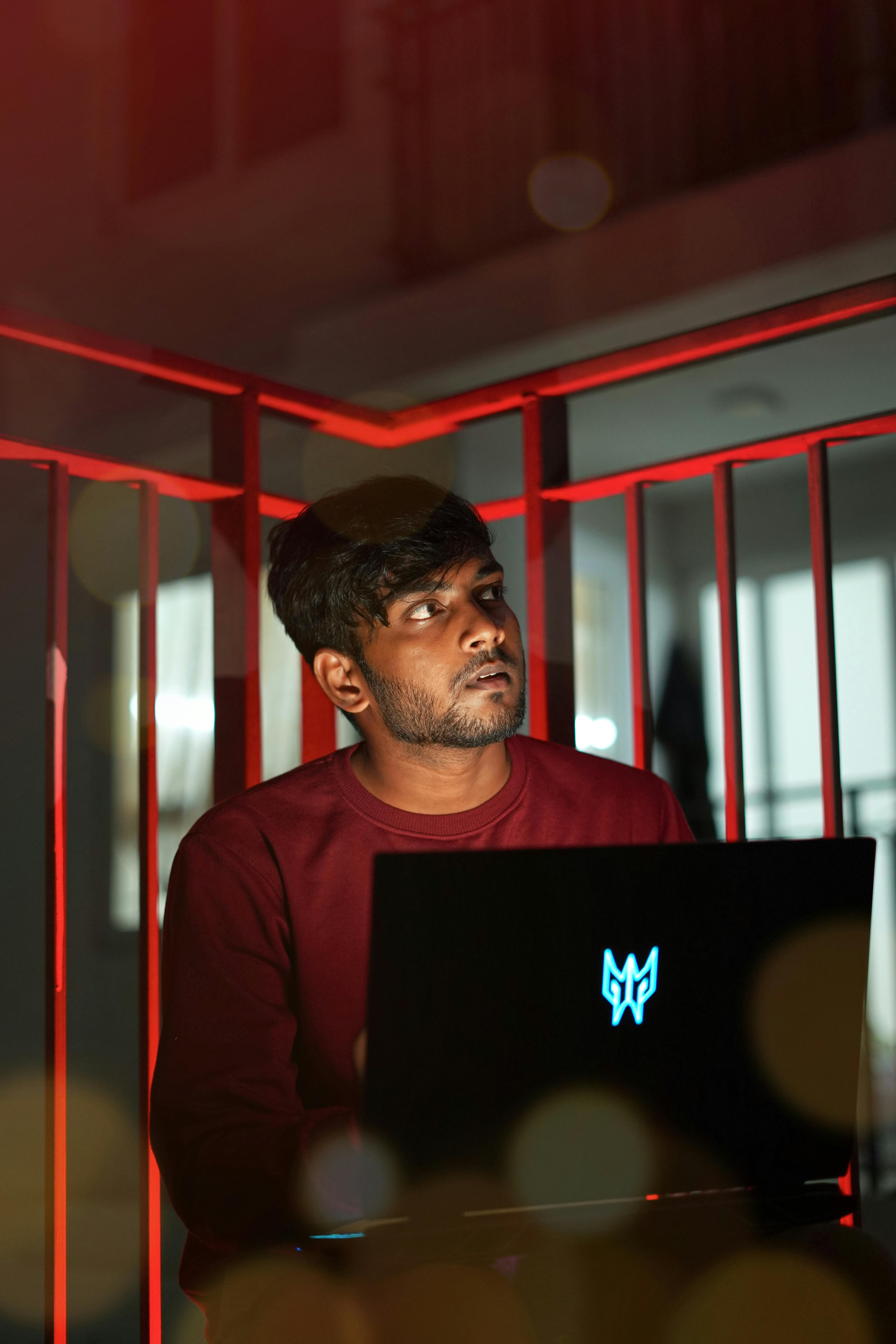 young man using a laptop