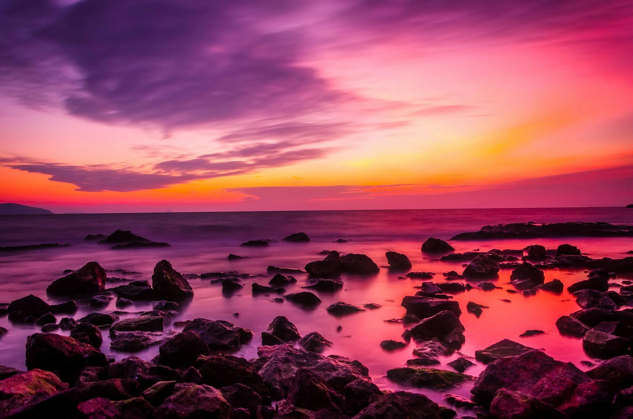 scenic view of sea during sunset
