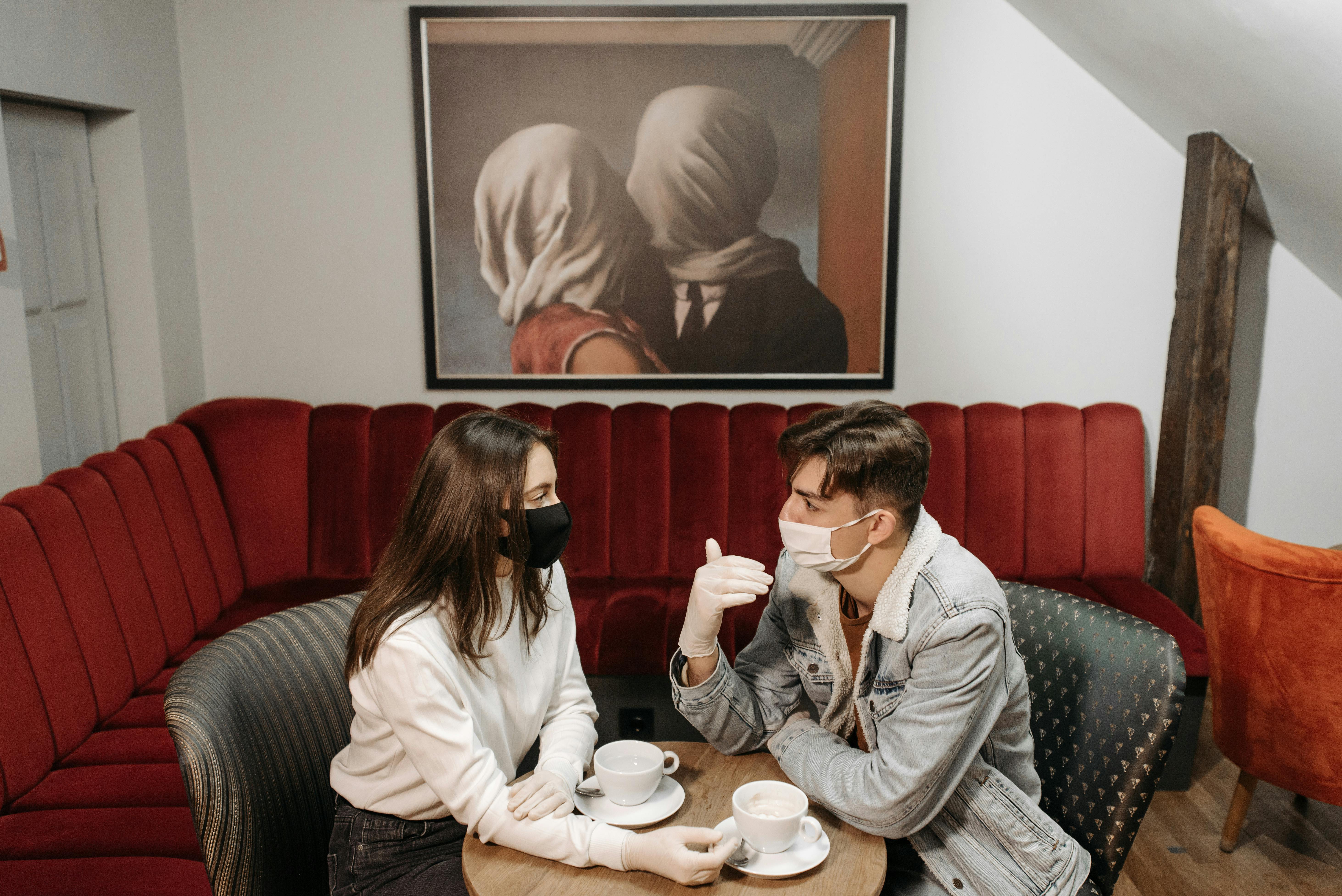 a couple dating in a cafe
