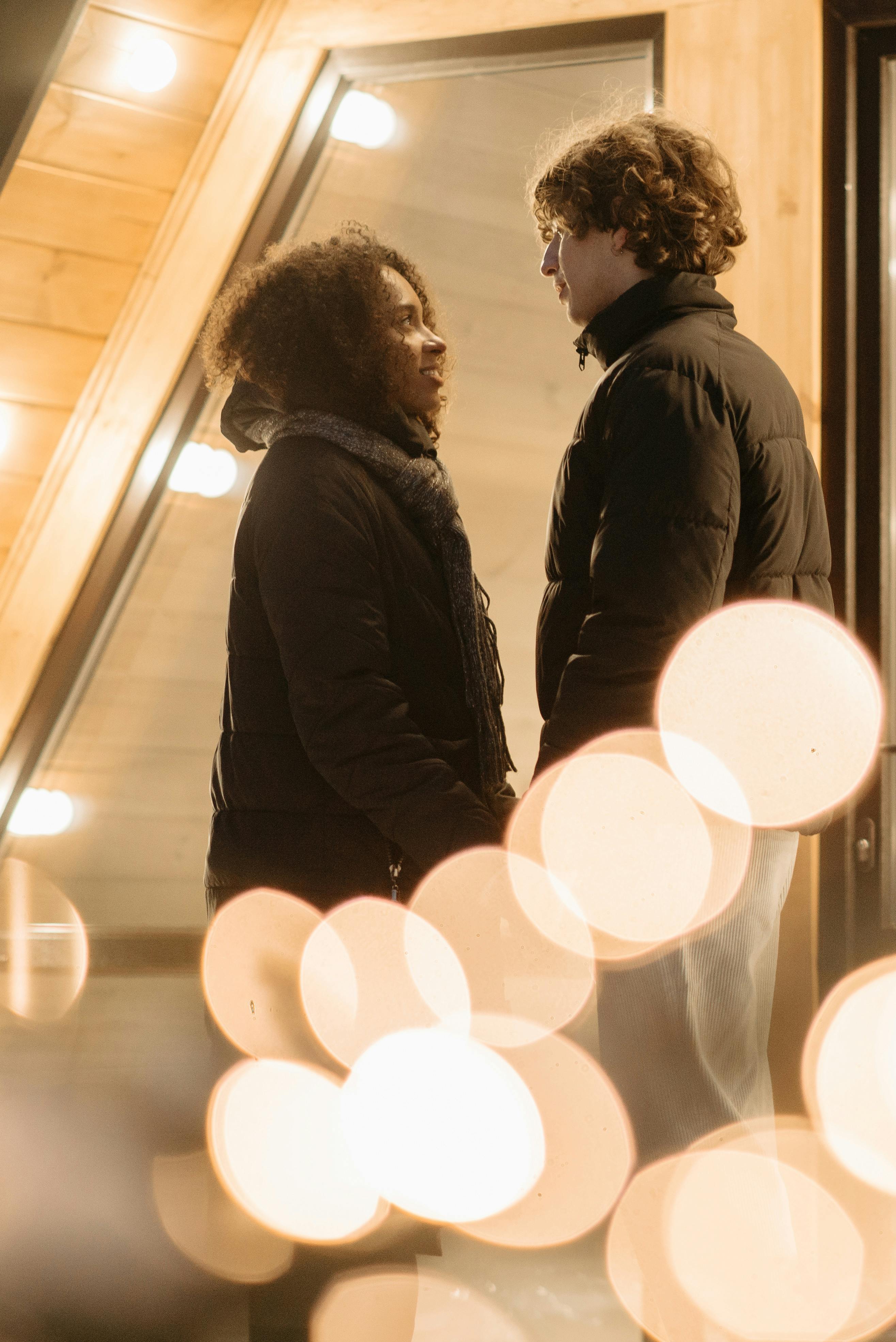 lovely couple looking at each other