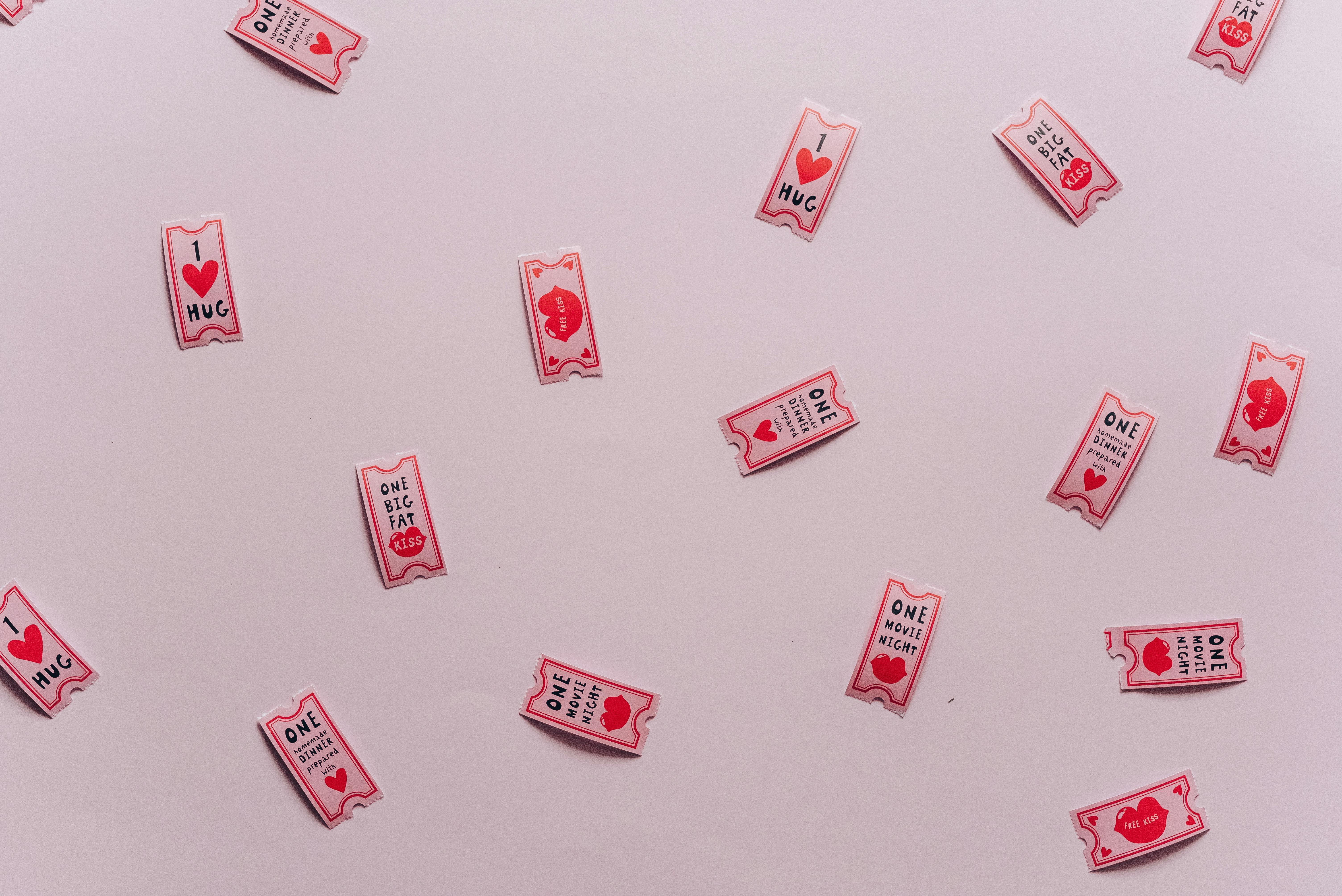 pink coupons on pink surface