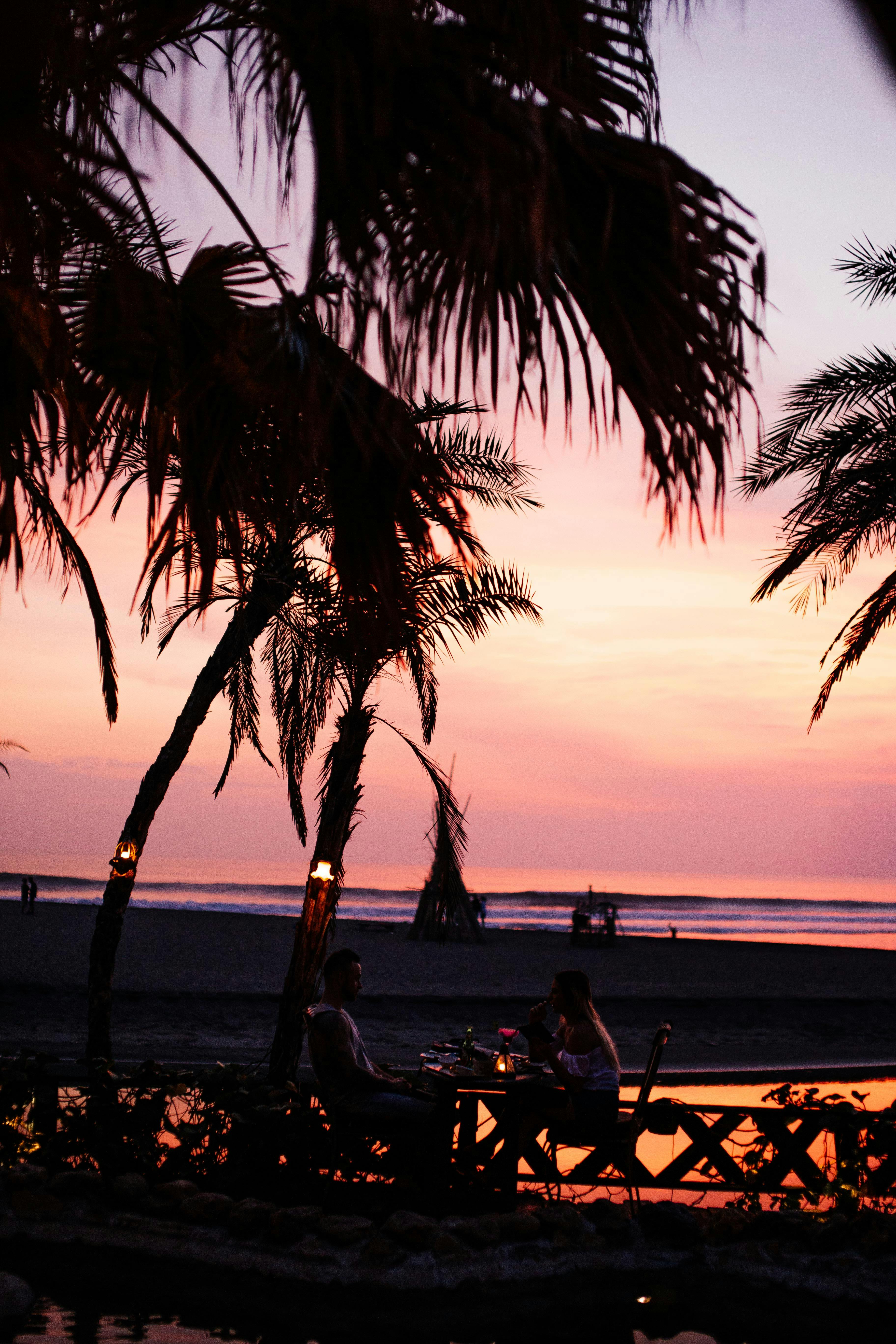 a couple having a romantic dinner by the beach