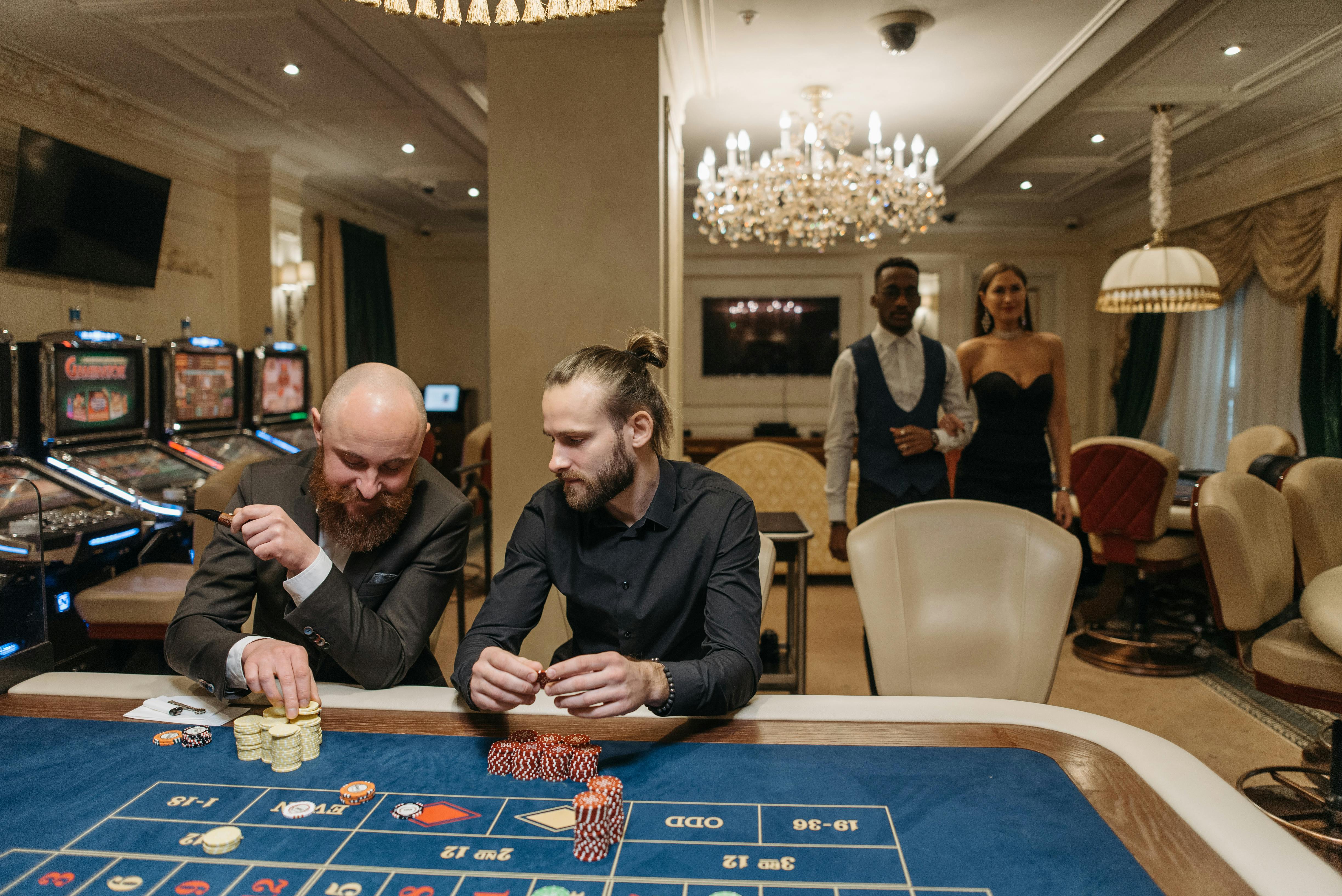 two men gambling in the casino