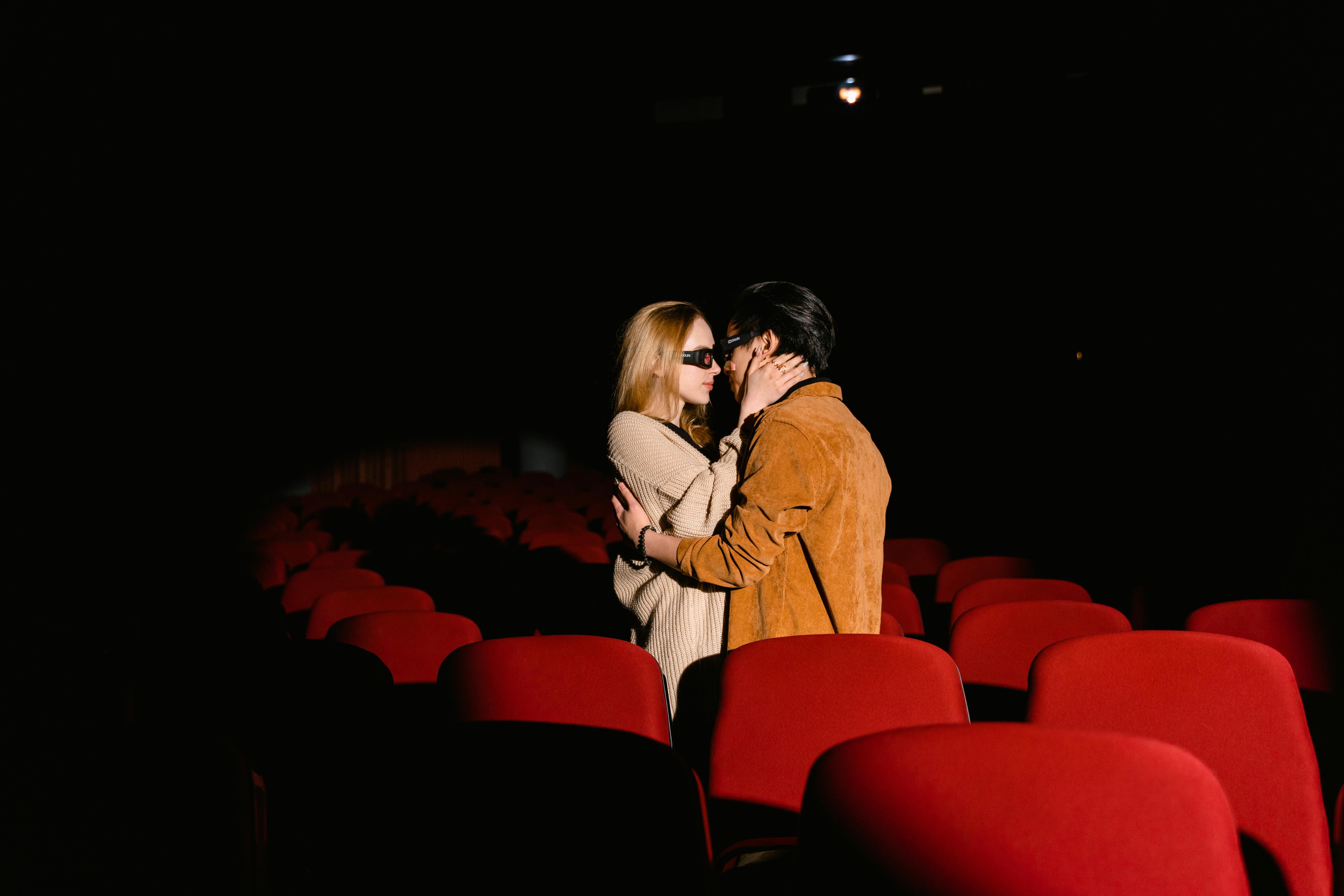 a romantic couple in the cinema