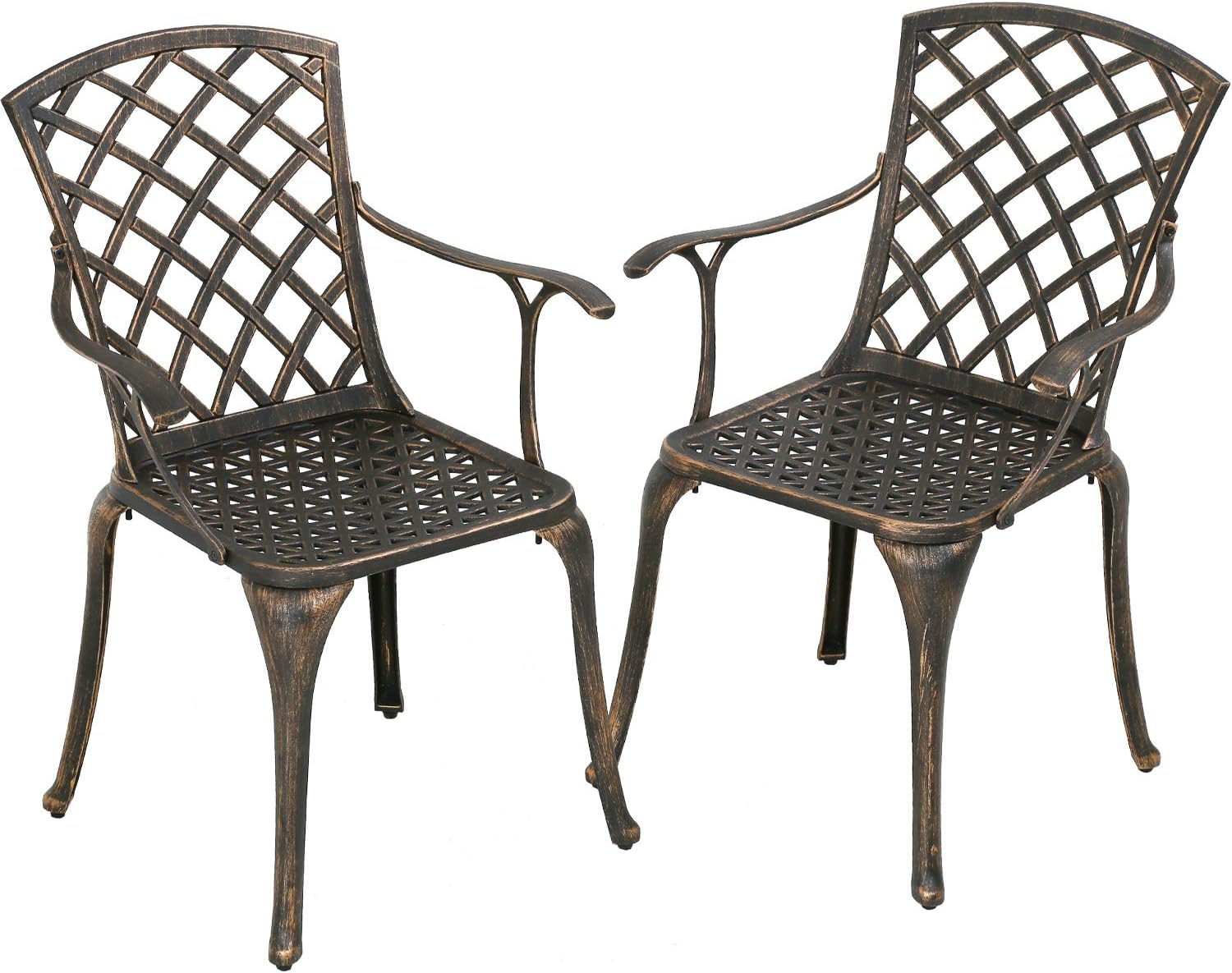 Amazon.com : Top Space 4 Piece Metal Outdoor Wrought Iron Patio Furniture,Dinning  Chairs Set with Arms and Seat Cushions (4 PC, White) : Patio, Lawn & Garden