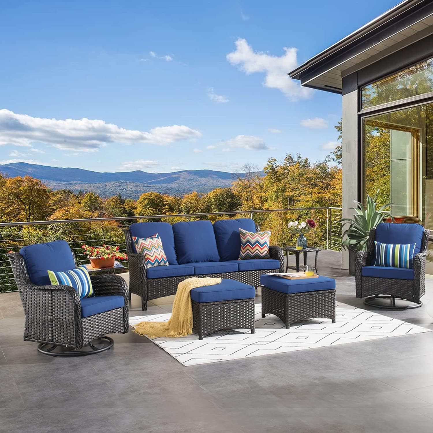 Outsunny outdoor sectional cheap wicker patio loveseat sofa couch furniture  sets sale clearance 