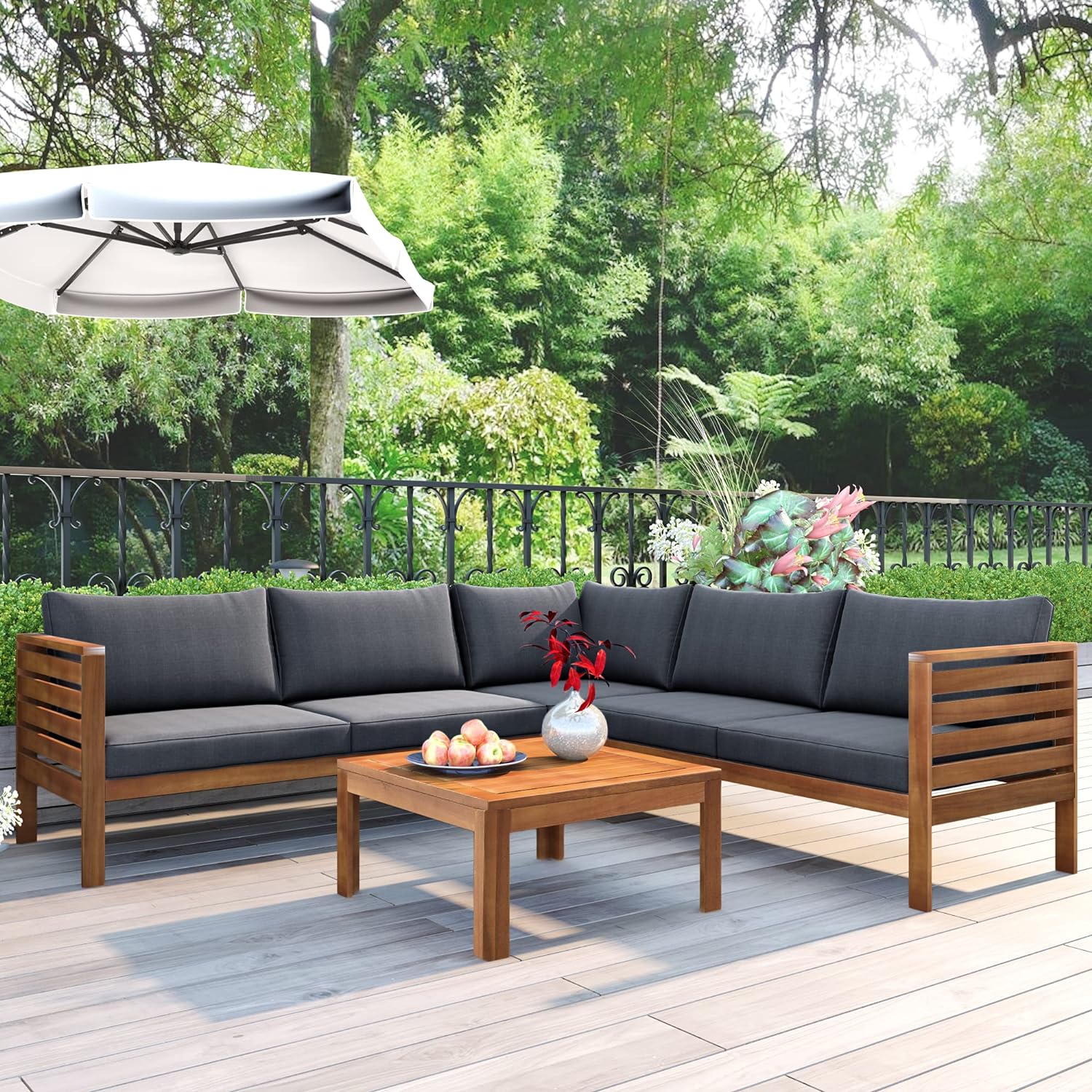 Gymax 4PCS Wooden Patio Conversation Set Outdoor Furniture Set w/ Cushion -  Walmart.com
