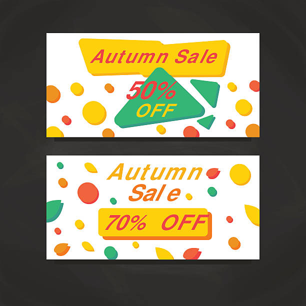 Autumn Sale Banners Autumn Sale Banners. Vector Illustration. Abstract geometric design. style. Discount Modern Flyer. spin better coupon code stock illustrations