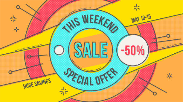 Retro-futuristic sales background, banner, promotion layout Retro-futuristic sales background, promotion banner, layout. Color swatches control spin better coupon code stock illustrations