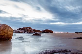 coastline, stones, foggy, scenic, sea, water, ocean, nature, beach, landscape, travel